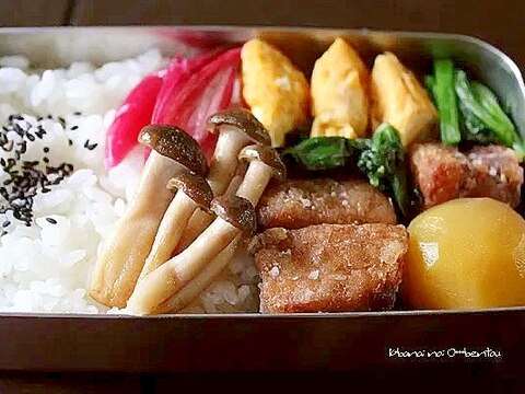 豚のかあらげ弁当＊秋